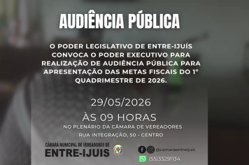 Poder Legislativo de Entre-Ijuís convoca Executivo para Audiência Pública sobre metas fiscais
